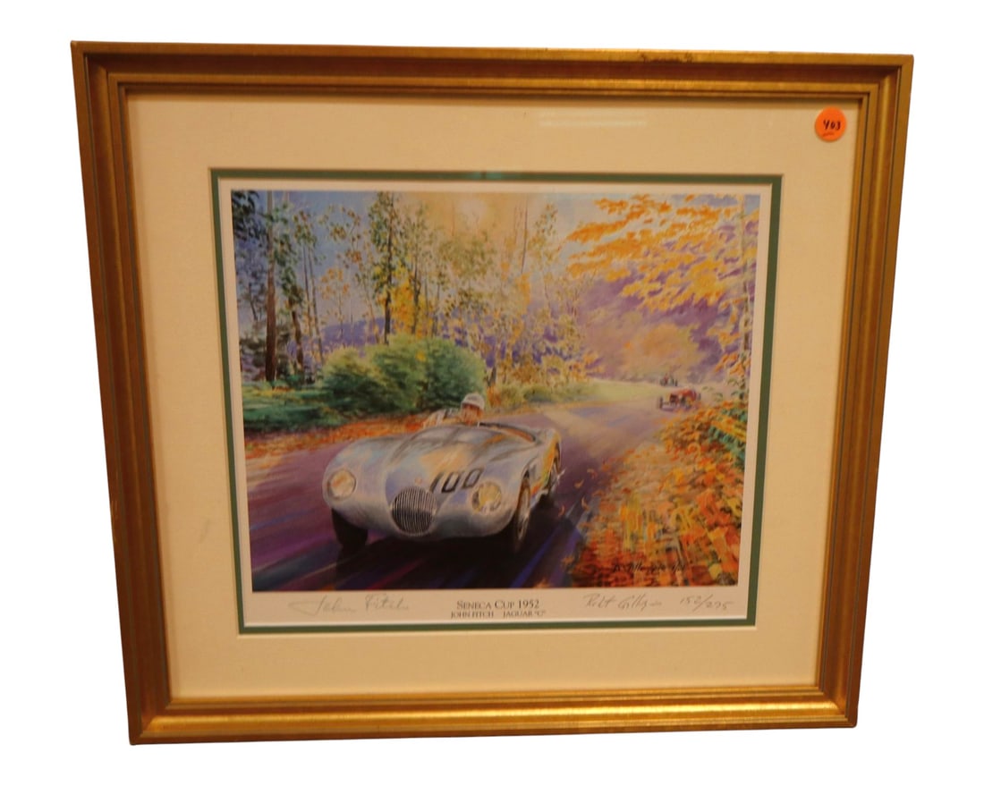 John Fitch Signed Jaguar C Seneca Cup Racing Print (1 of 6)