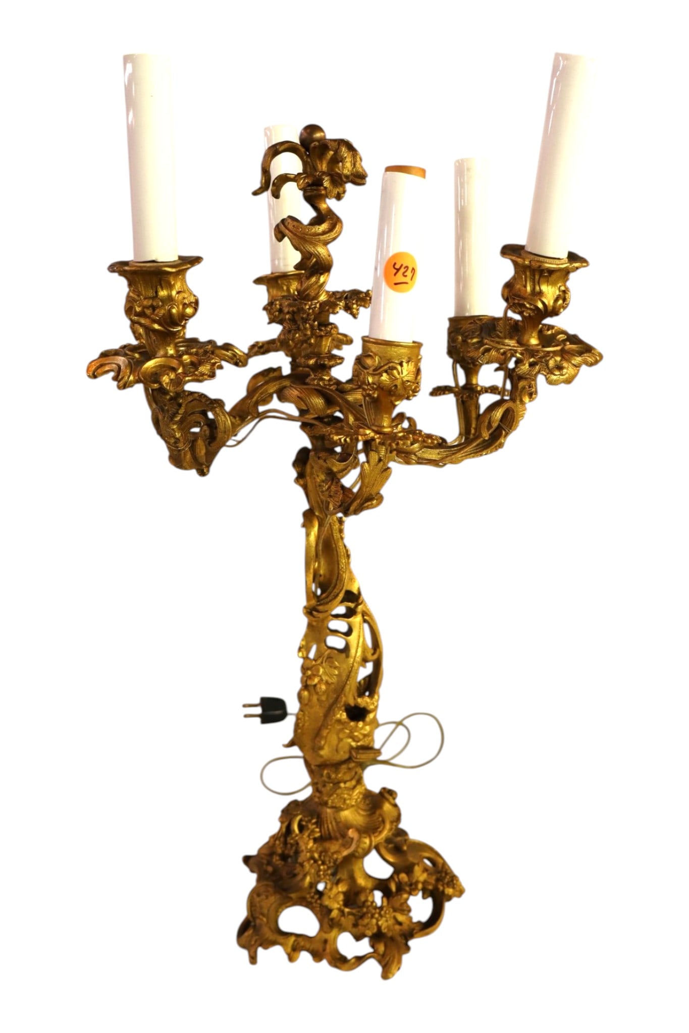 Vintage Rococo Gilt Five Light Candelabra Table Lamp (1 of 6)