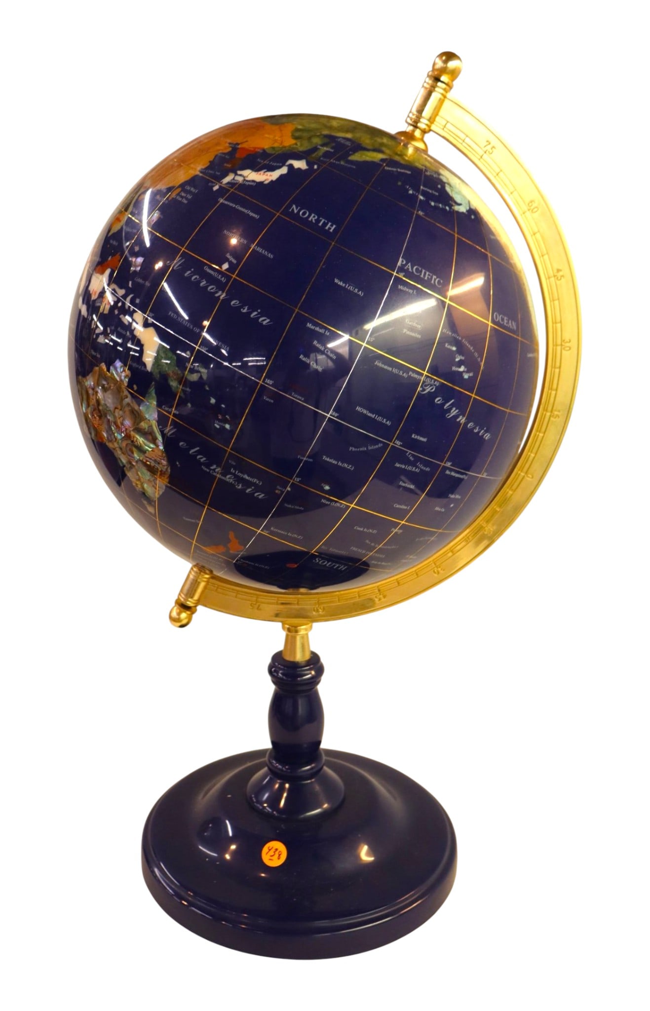 Multi Stone style World Globe with brass stand (1 of 4)