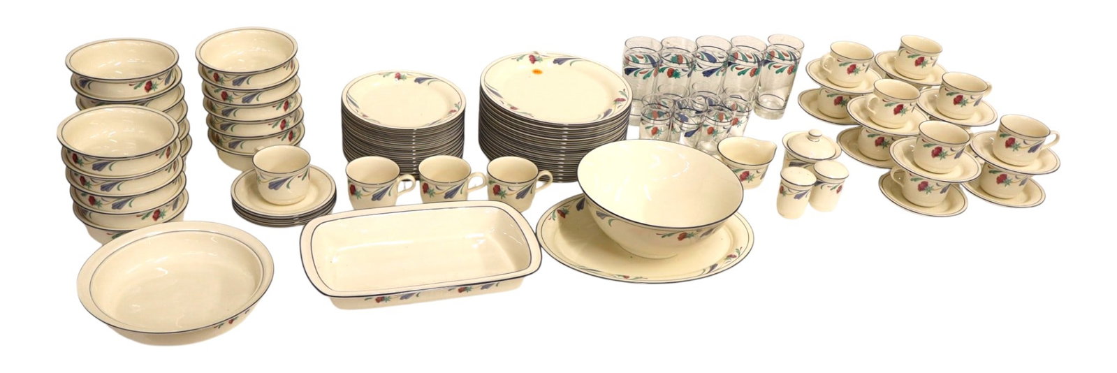 99 Pc Lenox Poppies On Blue Chinastone Dinner Set (1 of 9)