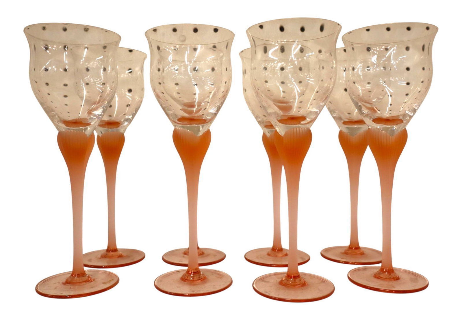 Set 8 Vintage Mikasa Sea Mist Coral Glasses 8.5 H (1 of 3)