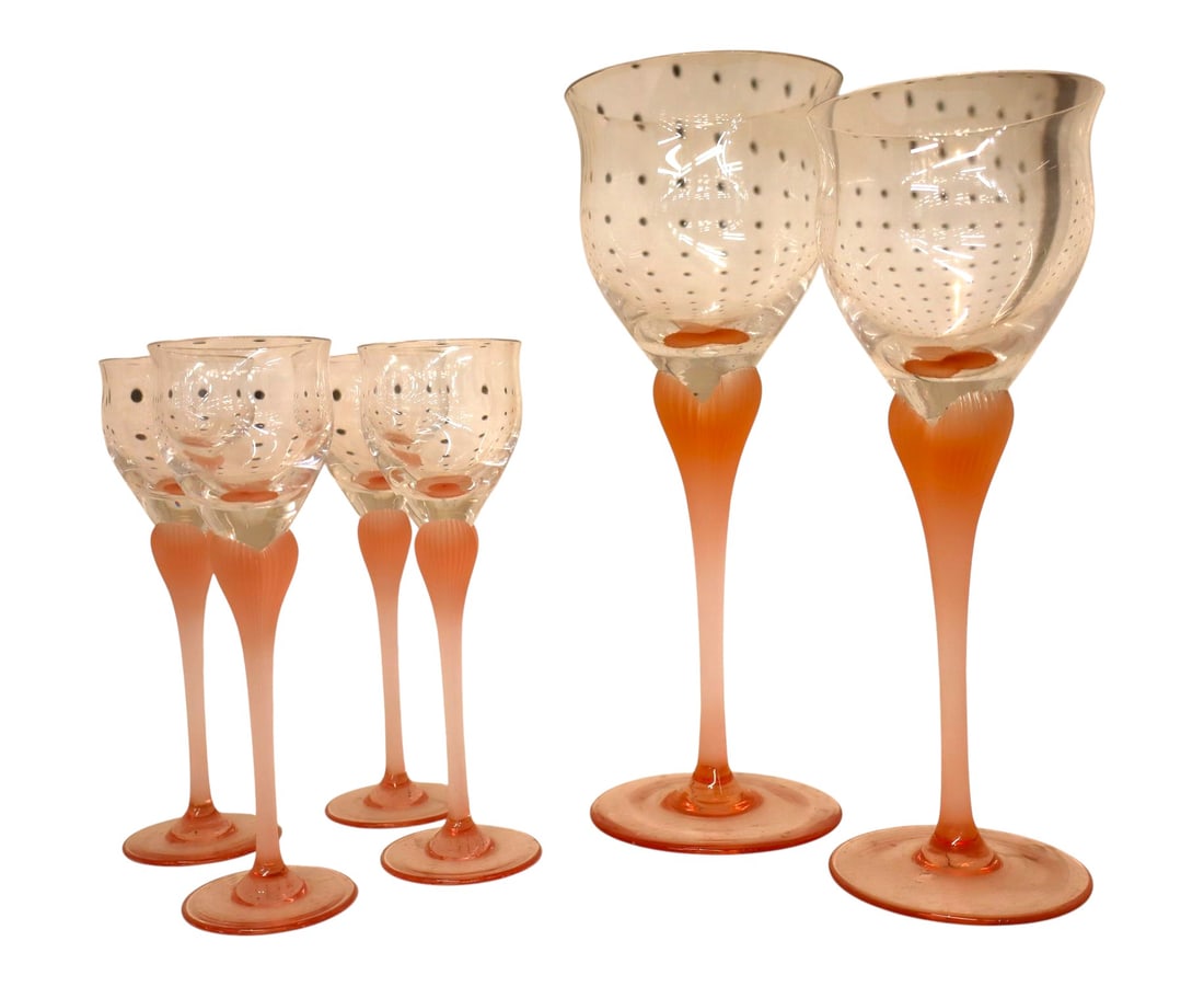 Lot 6 Vintage Mikasa Sea Mist Coral Mixed Stemware (1 of 2)