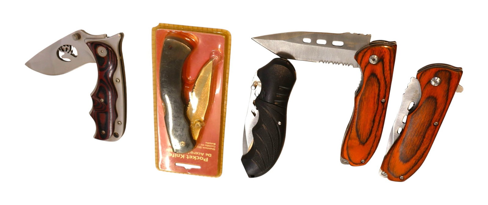 5 folding pockets knives with beltloops and 1 with original package (1 of 3)