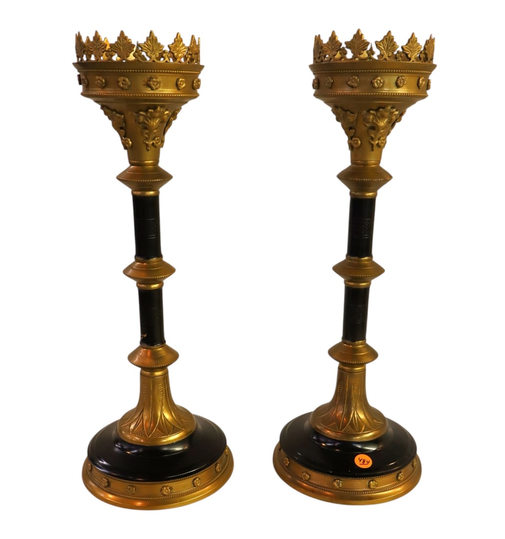PR bronze & wood classical candle sticks (1 of 7)