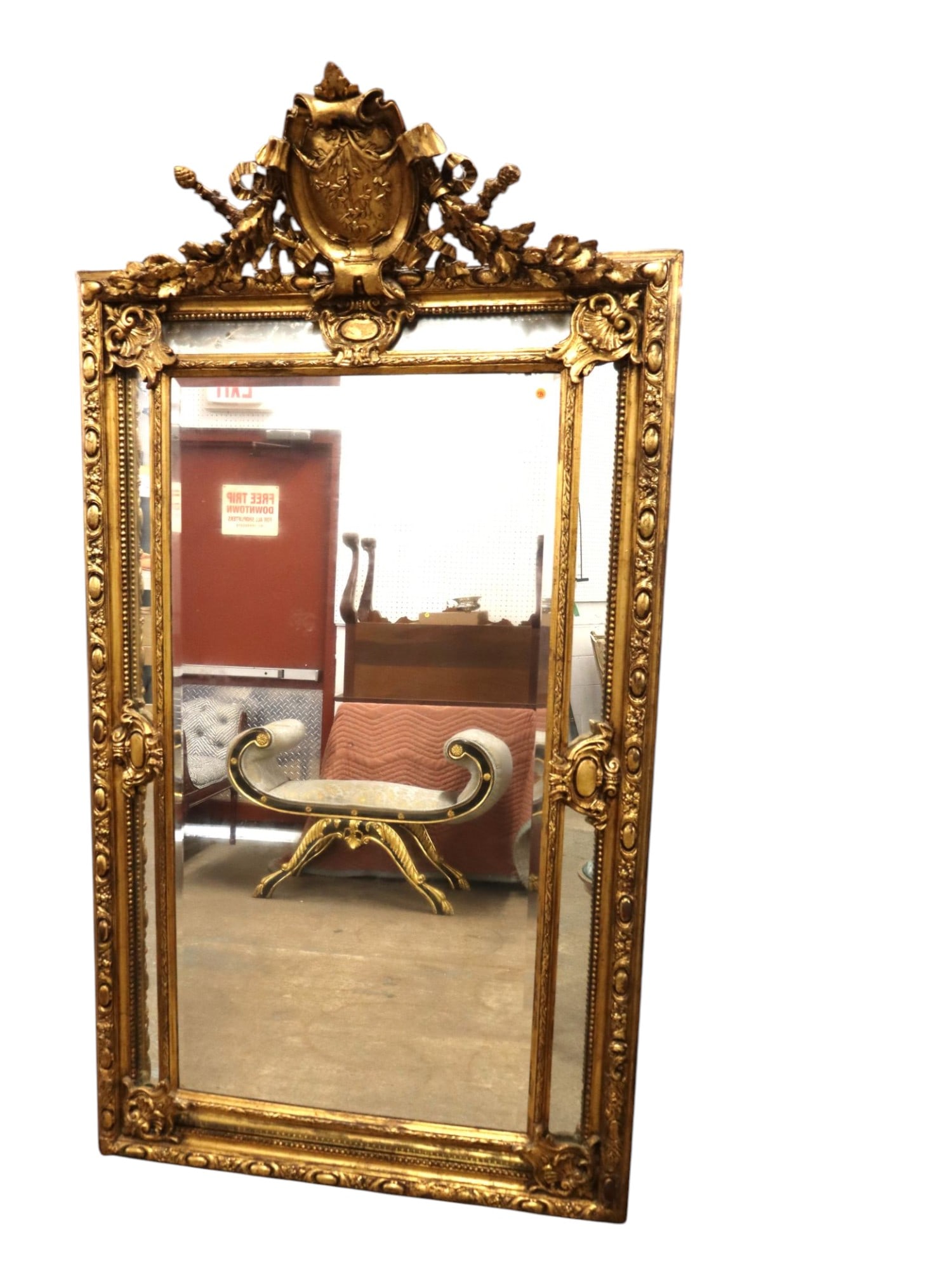 Antique 19C French Louis XVI Gilt Pier Mirror 7Ft (1 of 9)