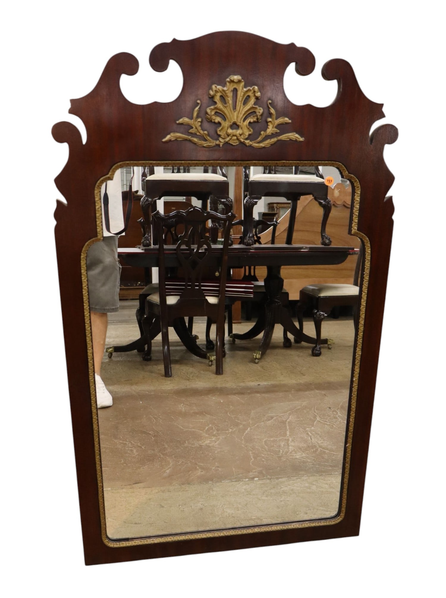 Mahogany framed traditional mirror with applied decoration (1 of 4)