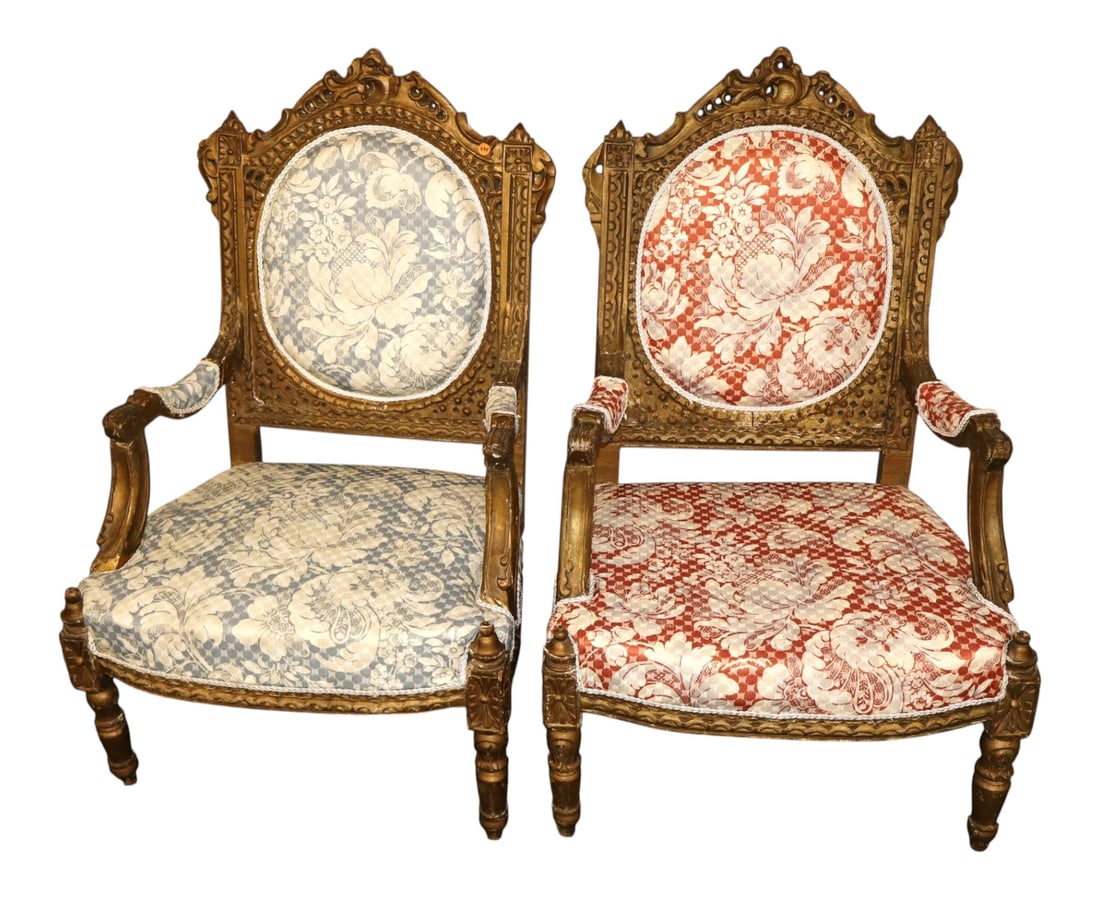 PR antique French upholstered arm chairs (1 of 6)
