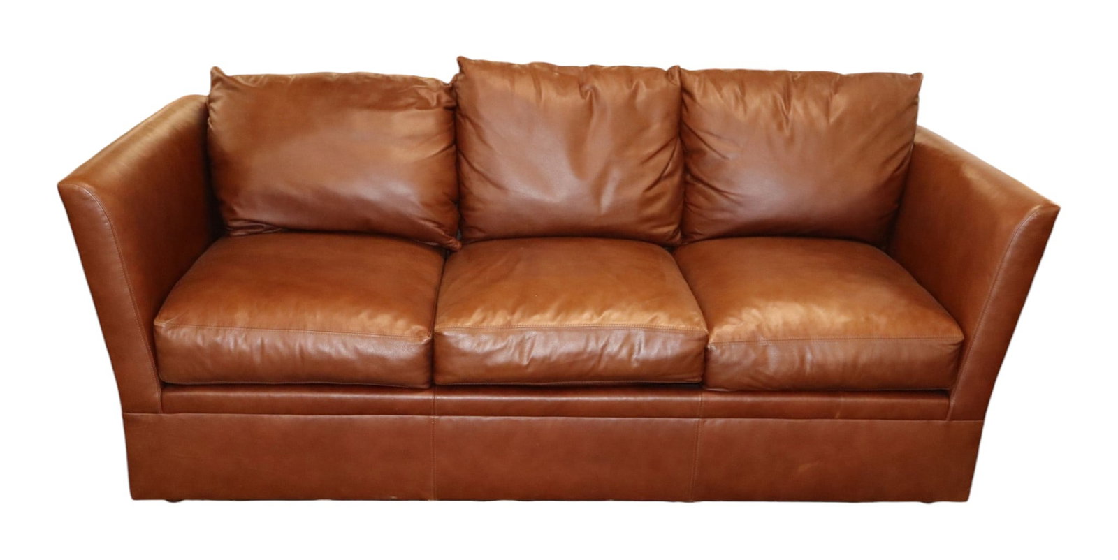 Modern classic leather 3 cushion even arm sofa (1 of 6)