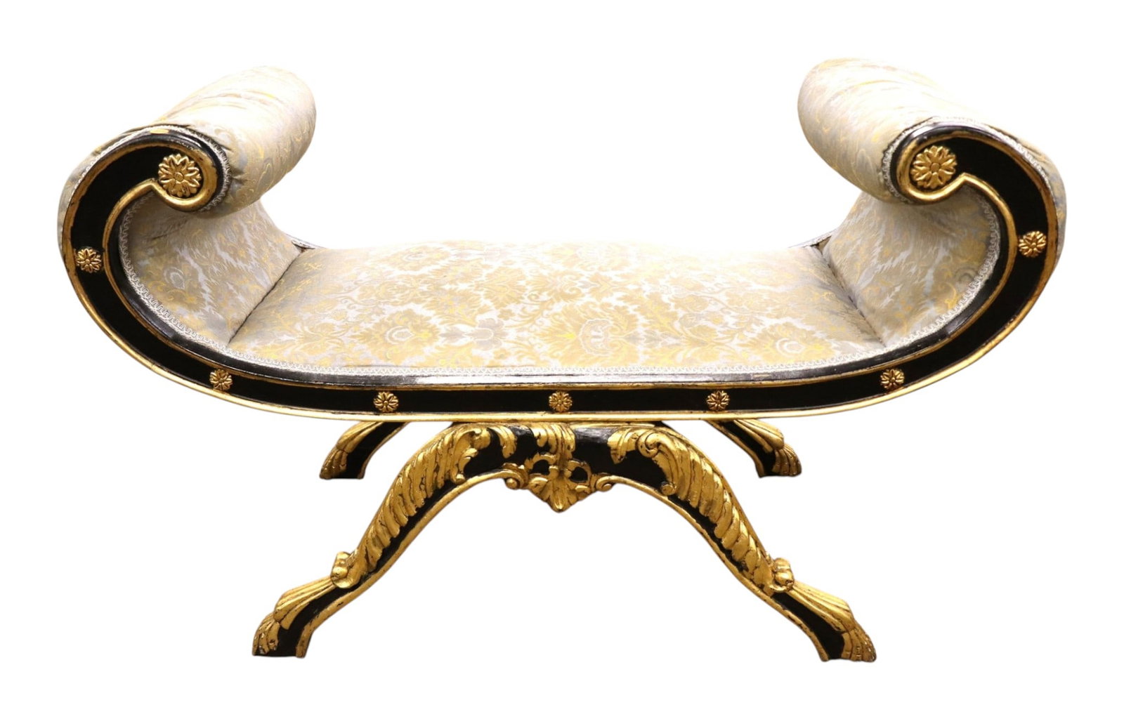 VTG French Empire style scroll arm window bench (1 of 6)