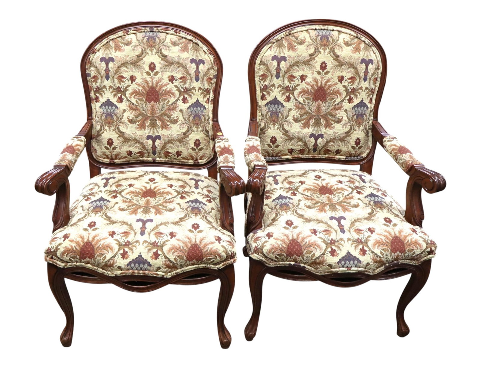 PR FR style mahogany upholstered arm chairs (1 of 5)