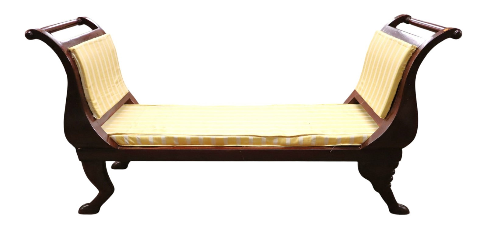 Solid mahog double arm window bench with hoof feet (1 of 6)