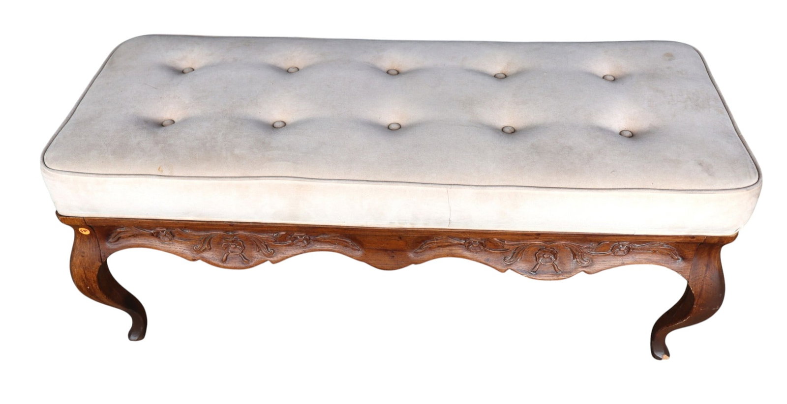 FR style button tuft carved frame window bench (1 of 4)