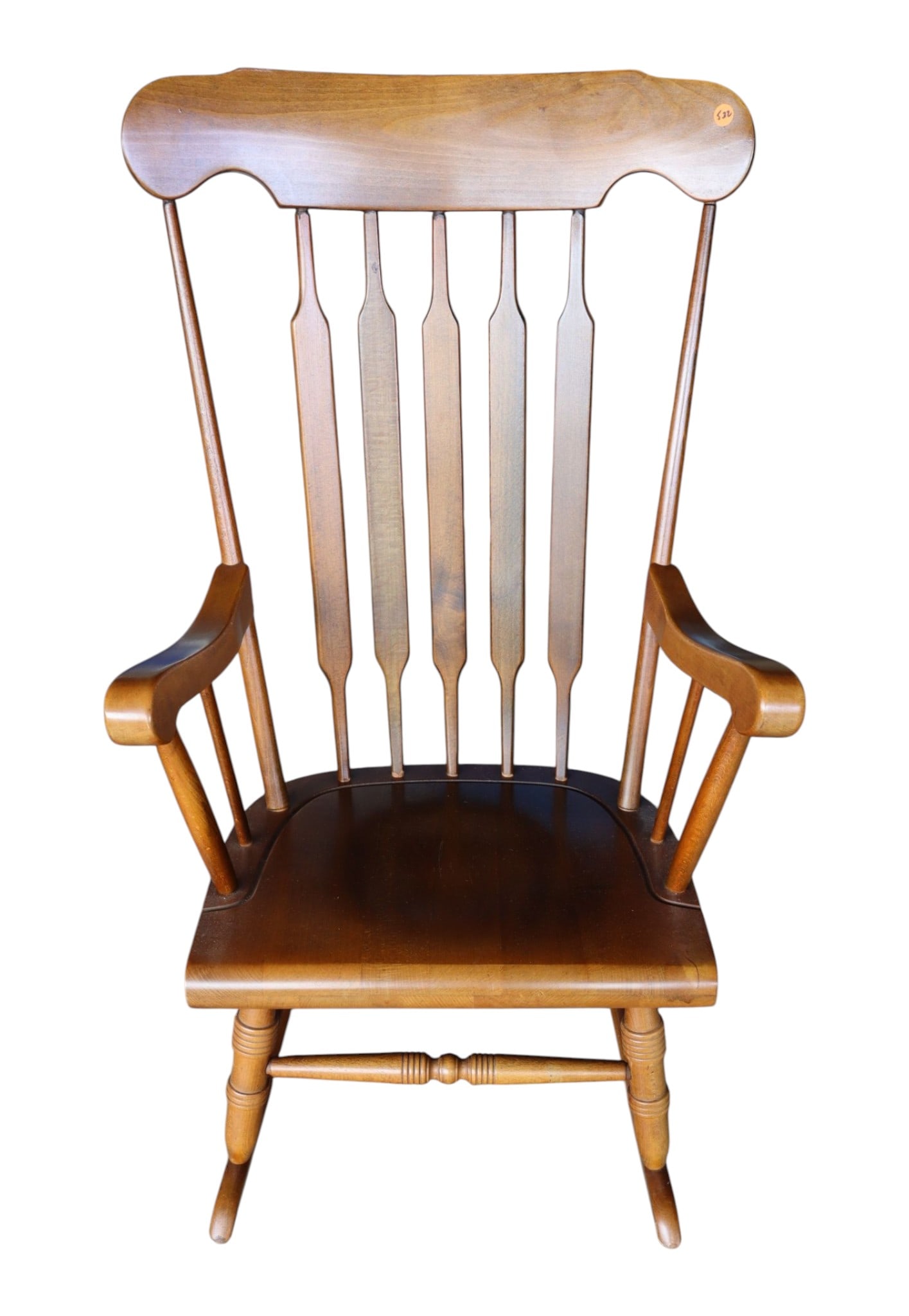 Vintage maple arrow back rocker: Vintage maple arrow back rocker, structurally sound, original finish, good condition for age. 40.5"h x 24"w x 28"d seat height 16"