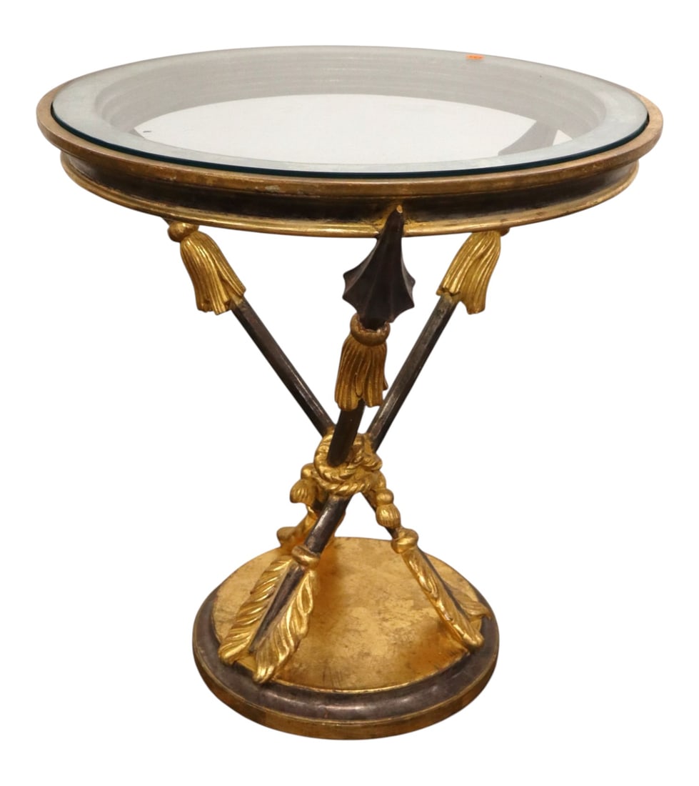 Quality glass top arrow base lamp table (1 of 5)