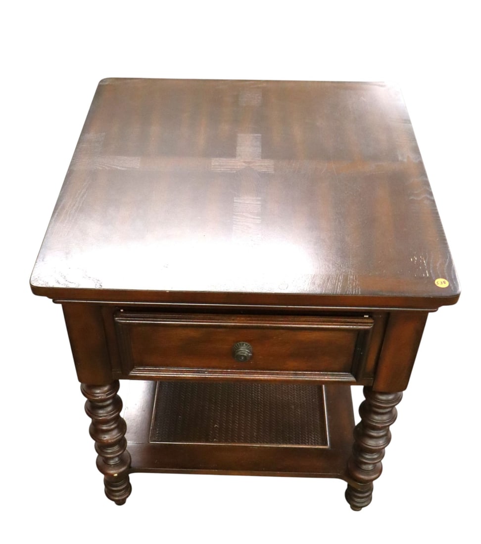 Contemporary 1 drawer burl walnut lamp table (1 of 6)