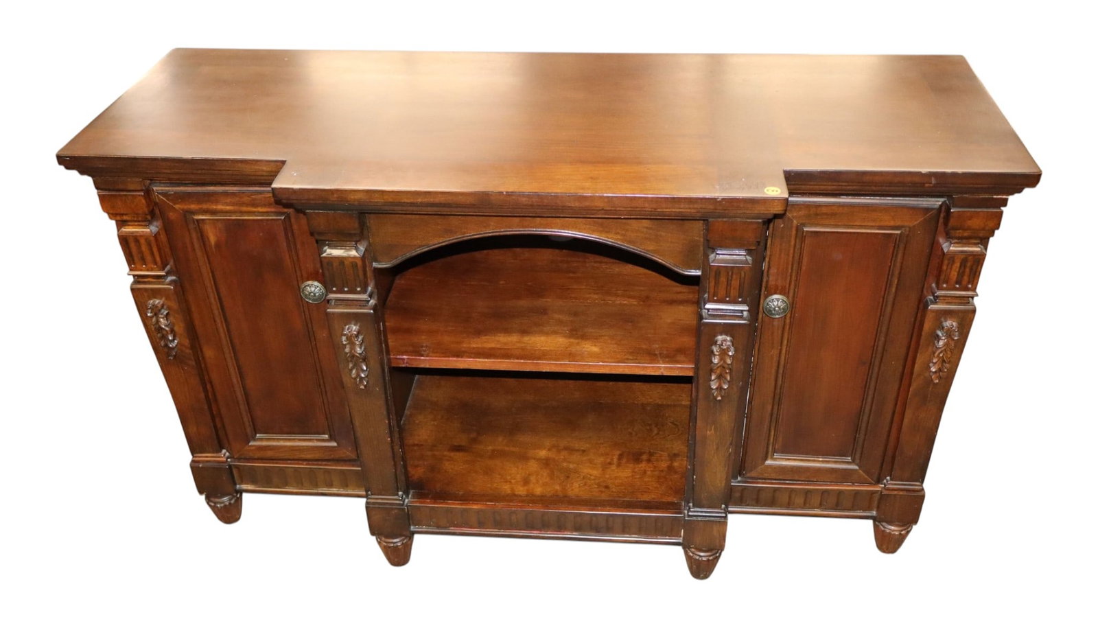 Contemporary cherry finish open front media cabinet (1 of 5)