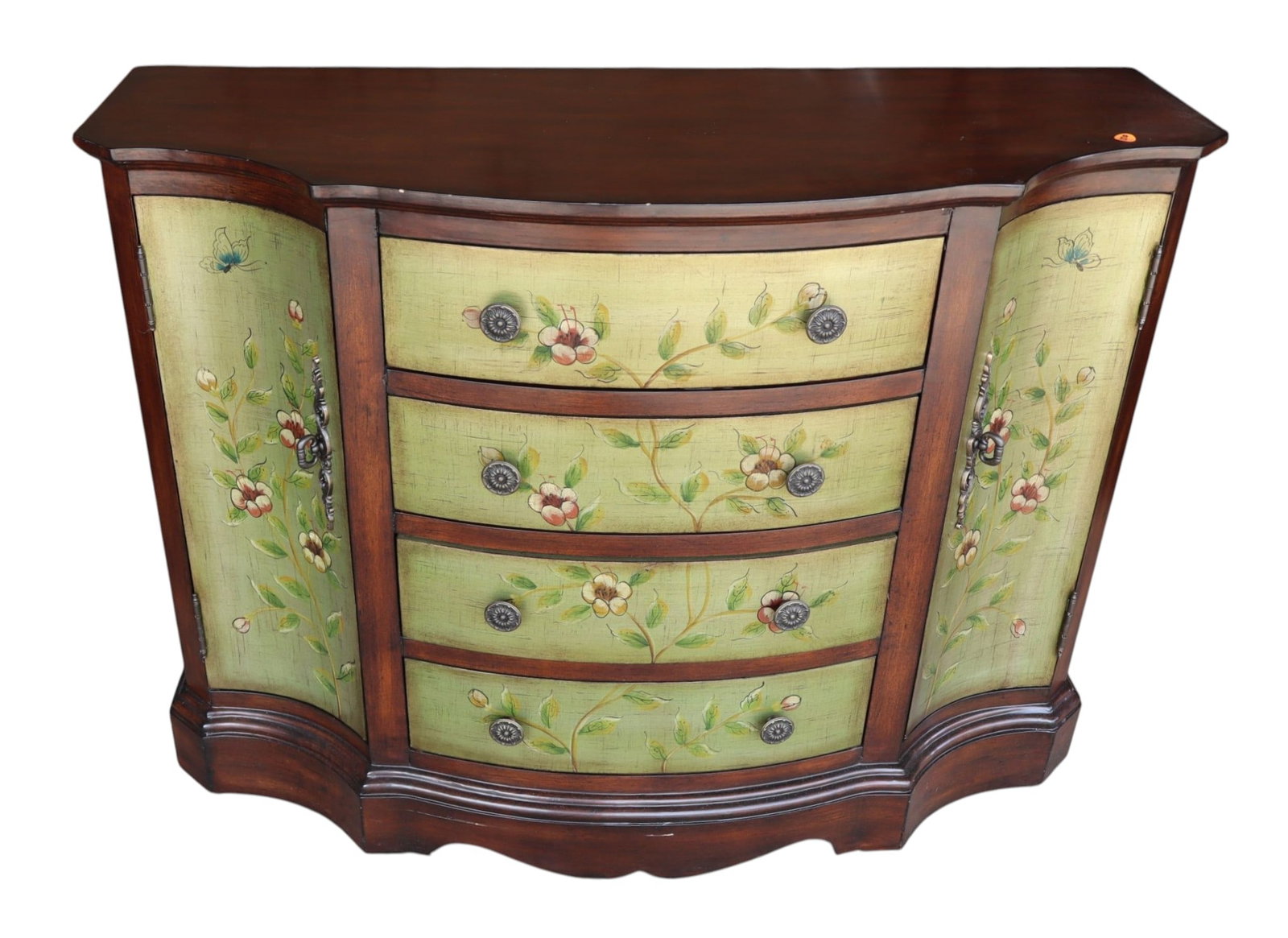Paint decorated serpentine decorator credenza (1 of 5)