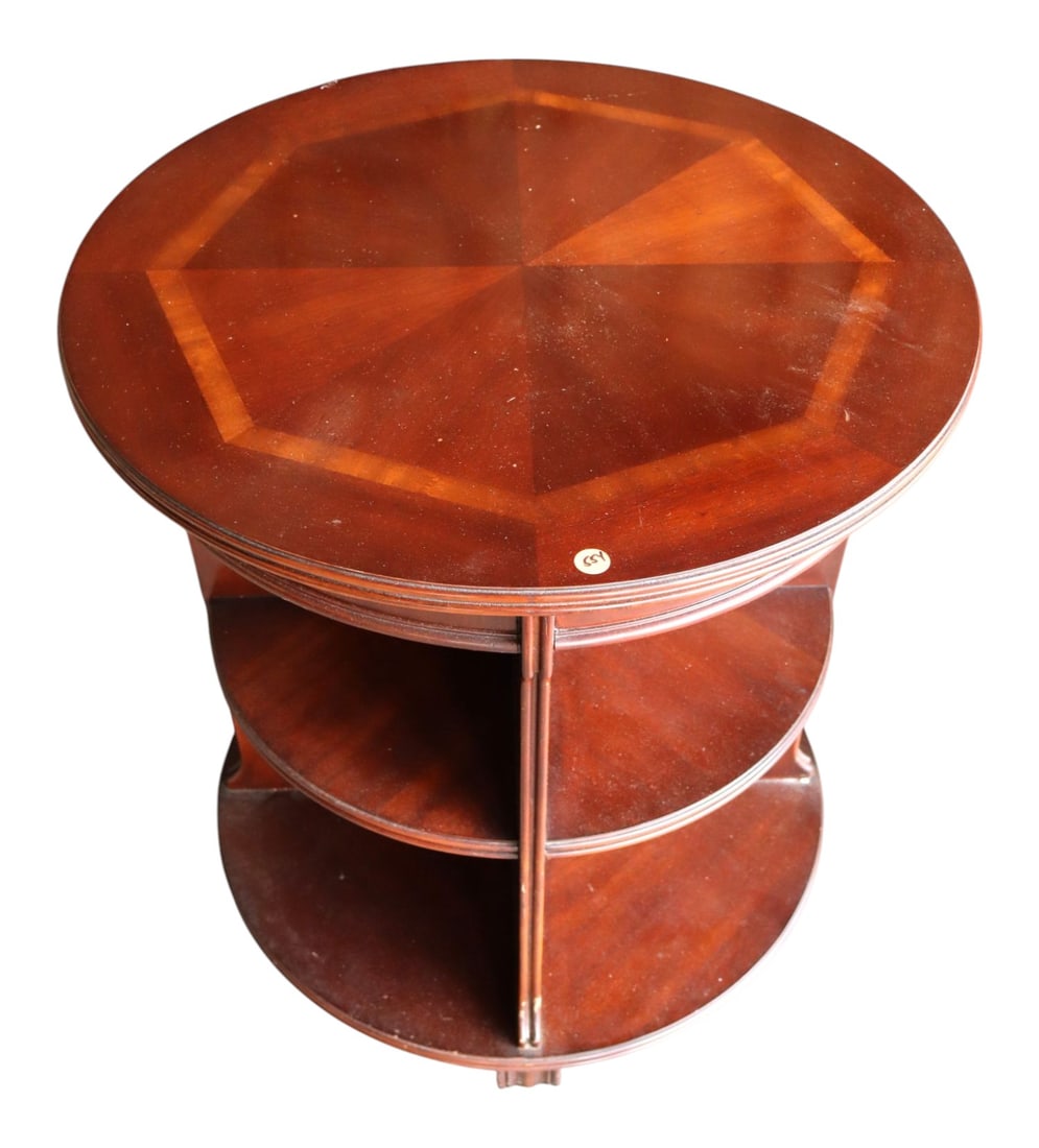Mahogany open side book shelf stand w/sun burst top (1 of 4)