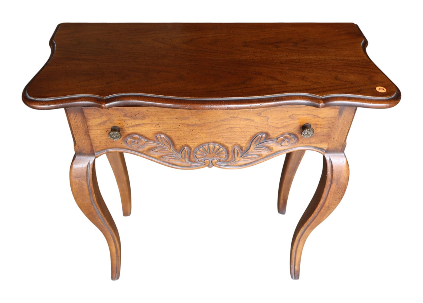 VTG Hekman country French style walnut console: Vintage Hekman country French style walnut 1 drawer console, original finish, structurally sound and good condition. 29.75"h x 30"w x 13"d