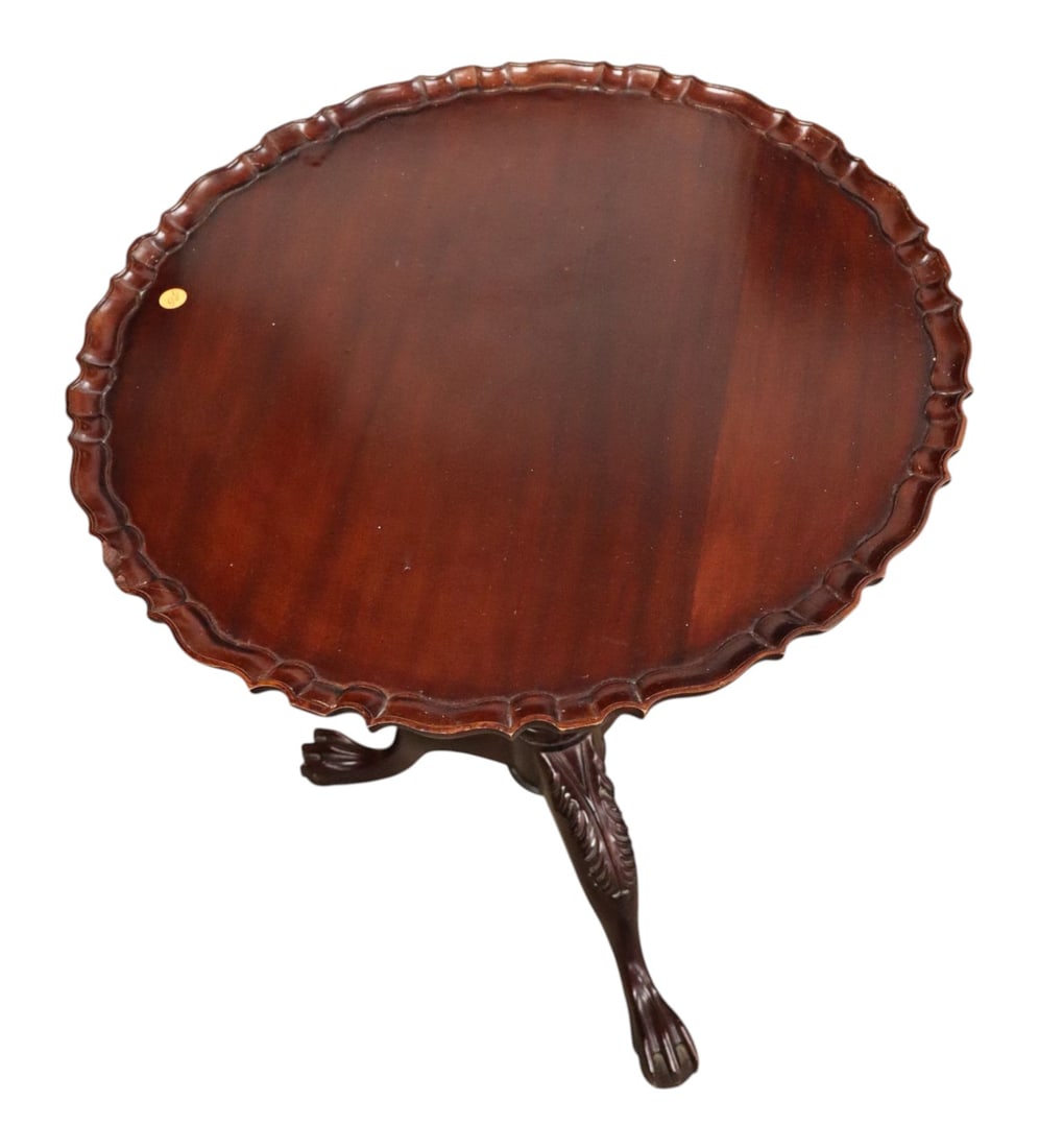 Solid mahogany pie crust tilt top claw foot table (1 of 5)