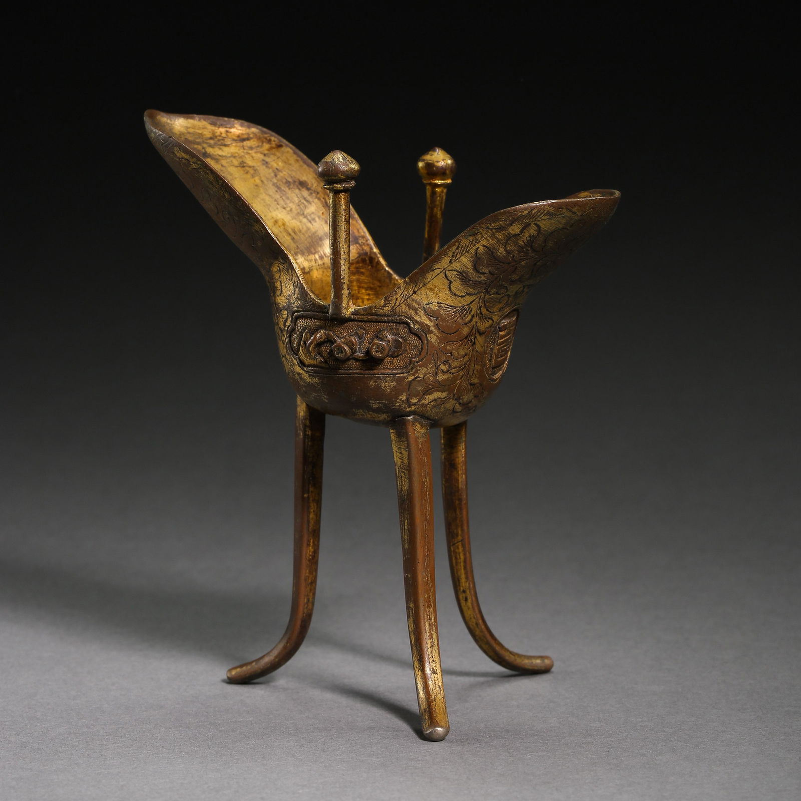 ANCIENT CHINESE GILT BRONZE CUP (1 of 7)