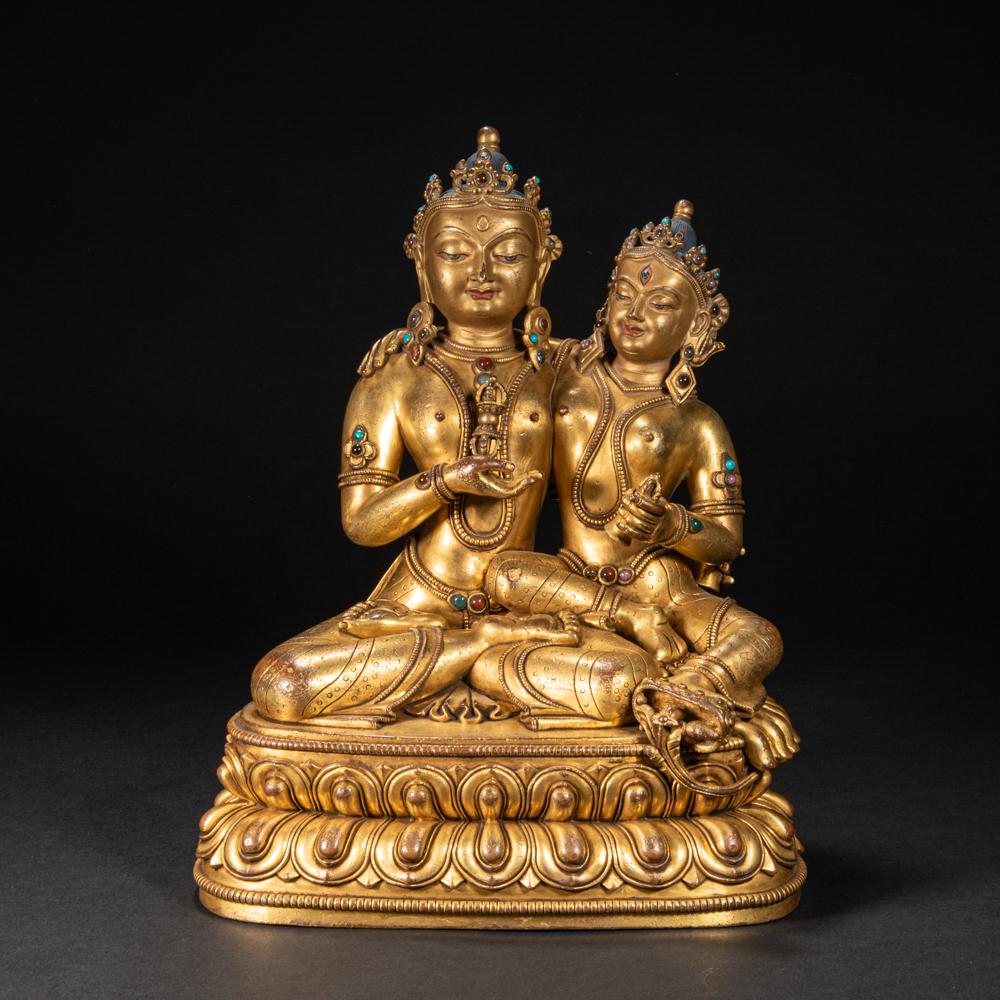 CHINESE GILT BRONZE BUDDHA STATUE, QING DYNASTY (1 of 10)