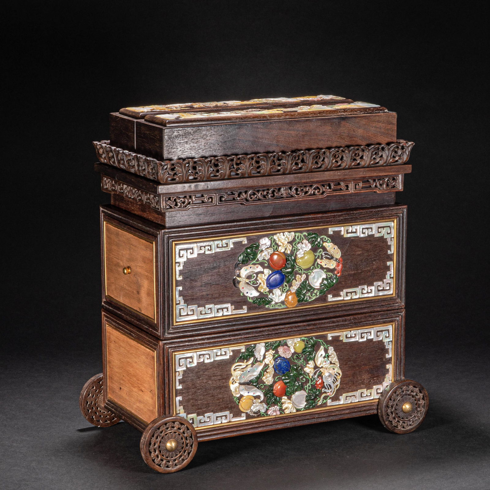 CHINESE ROSEWOOD MULTI-TREASURE CHEST, QING DYNASTY (1 of 15)