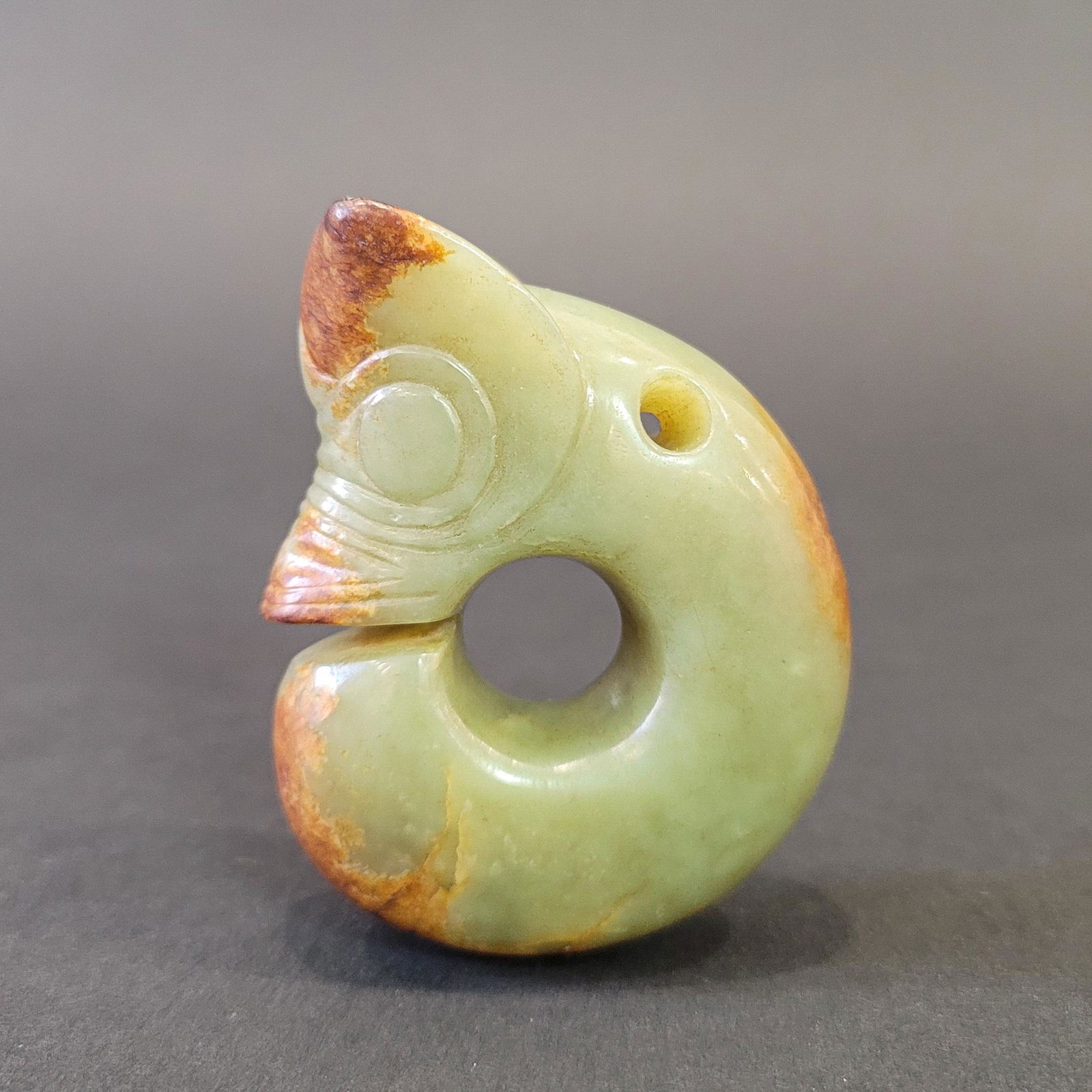 CHINESE TOPAZ PIG DRAGON, HONGSHAN PERIOD (1 of 7)