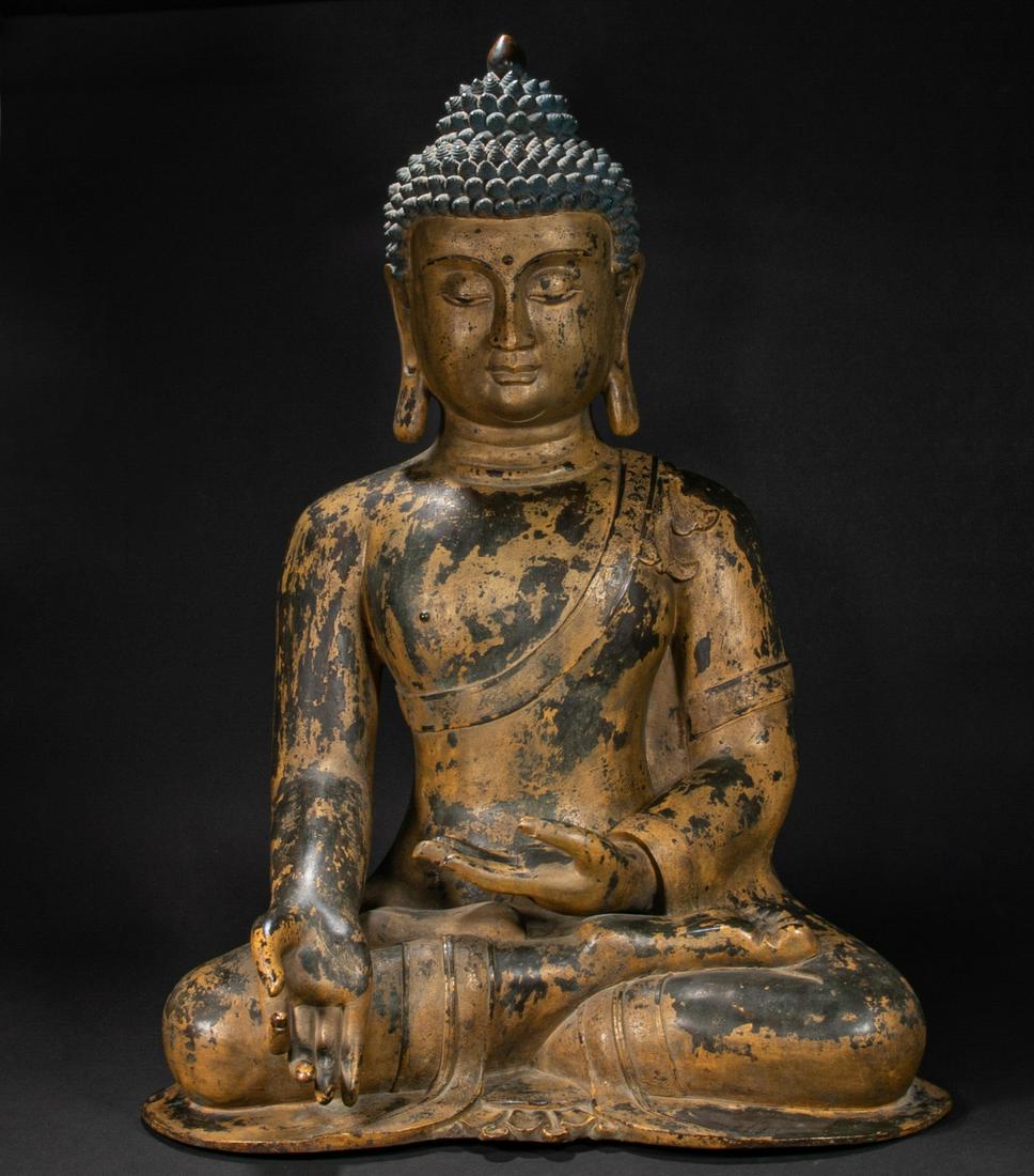 CHINESE BRONZE CLAY GOLD BUDDHA STATUE, MING DYNASTY (1 of 16)