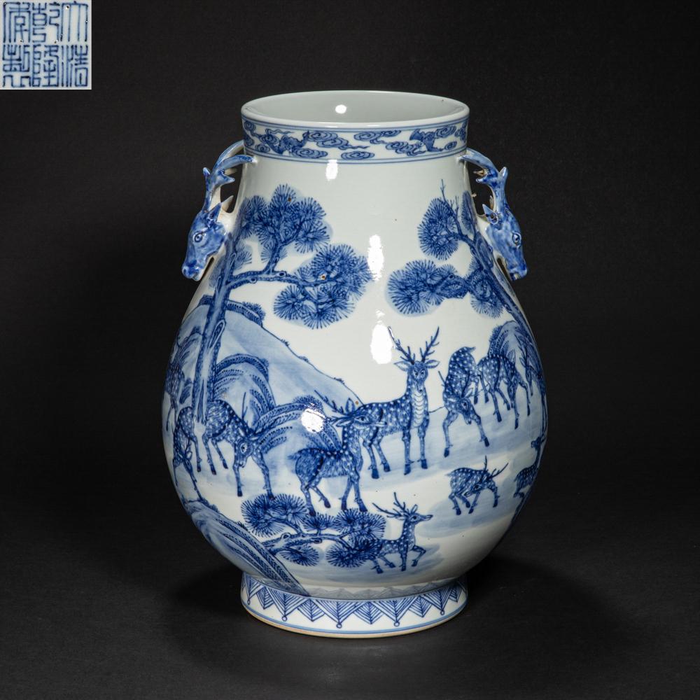 CHINESE BLUE AND WHITE DEER HEAD, QING DYNASTY (1 of 10)