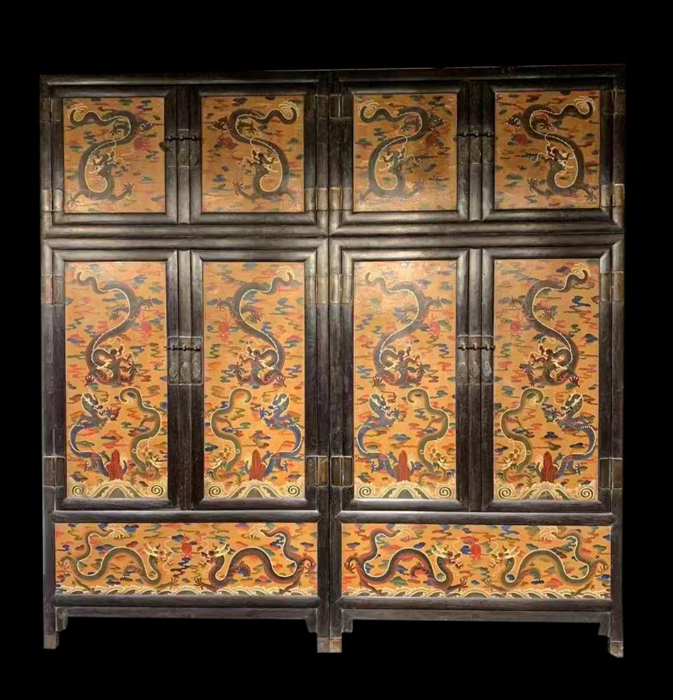 A PAIR OF CHINESE ROSEWOOD INLAID LACQUER CABINETS, QING DYNASTY (1 of 9)