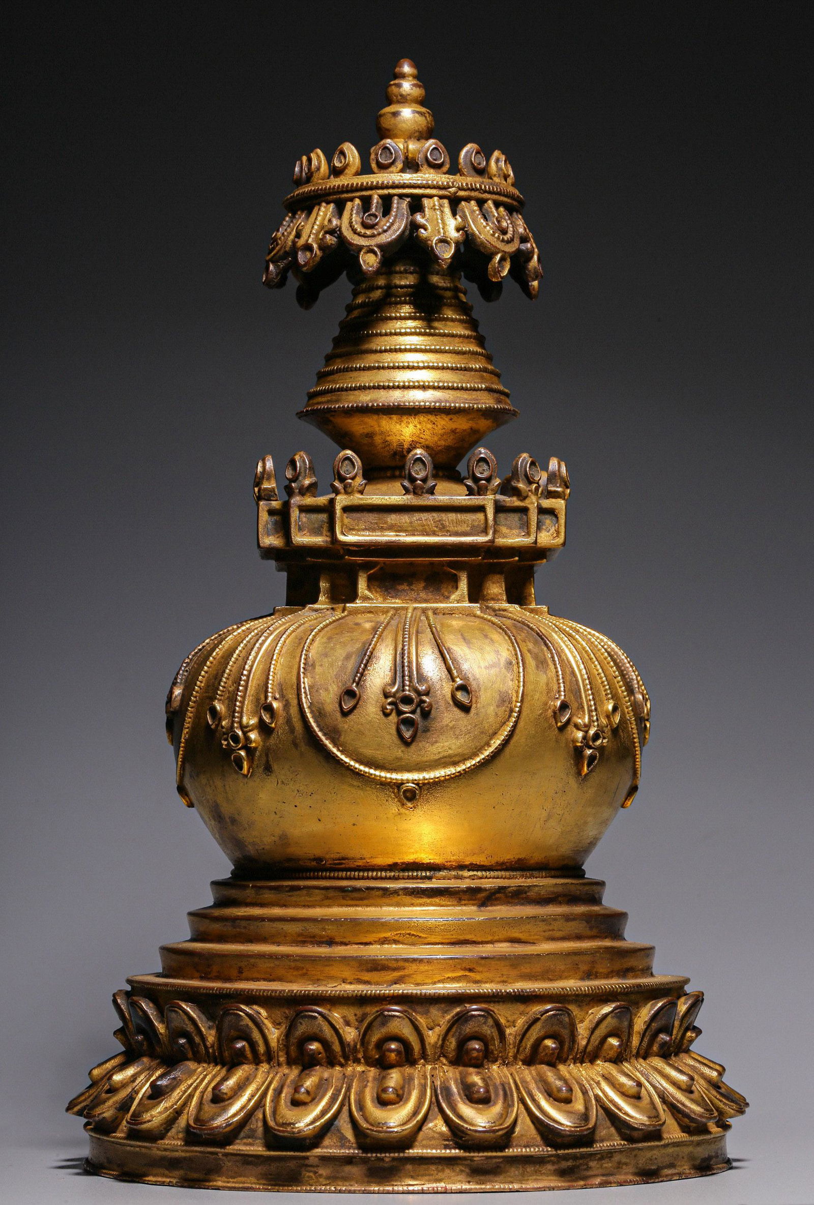 CHINESE GILT BRONZE PAGODA, MING DYNASTY (1 of 7)
