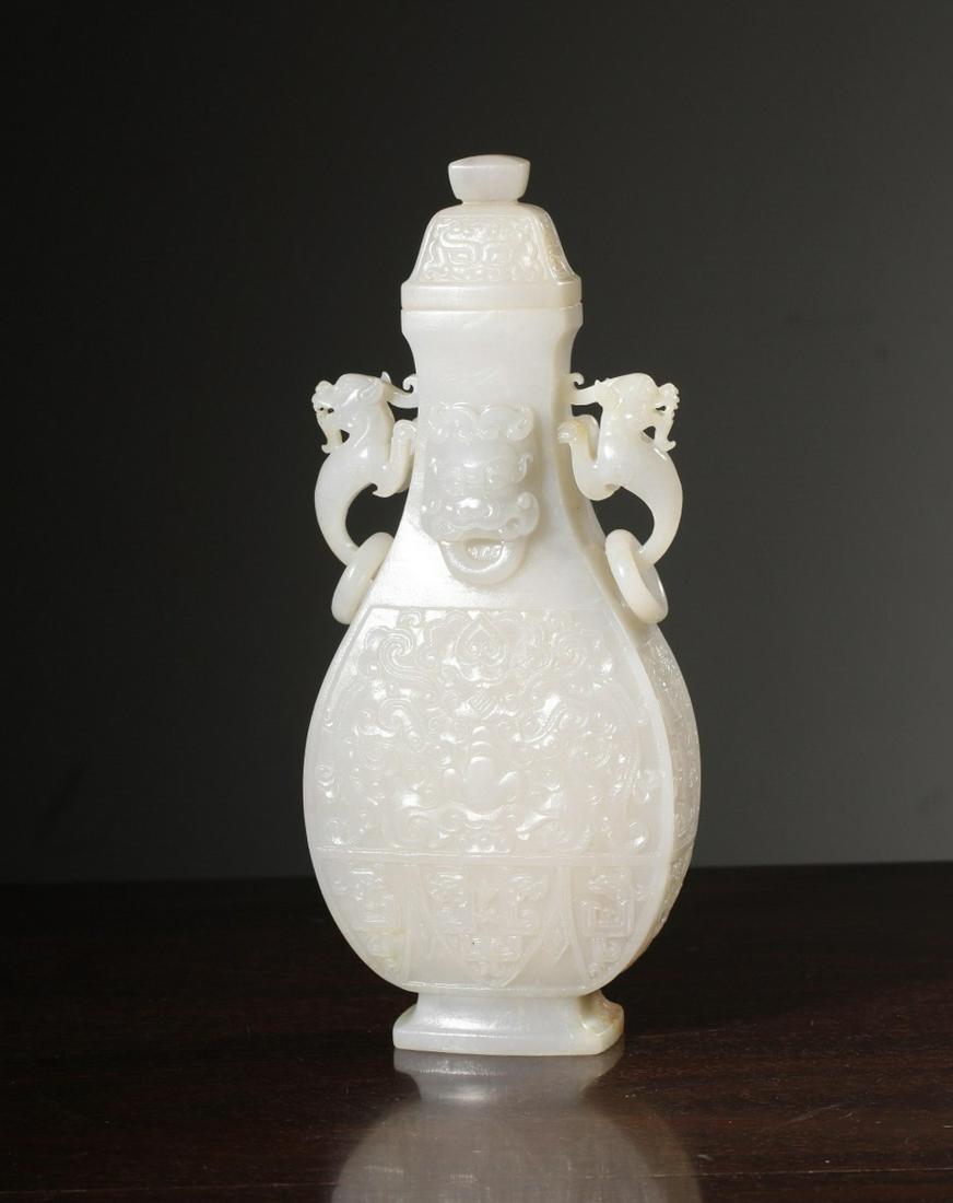 CHINESE HETIAN JADE VASE WITH TWO EARS, QING DYNASTY (1 of 9)