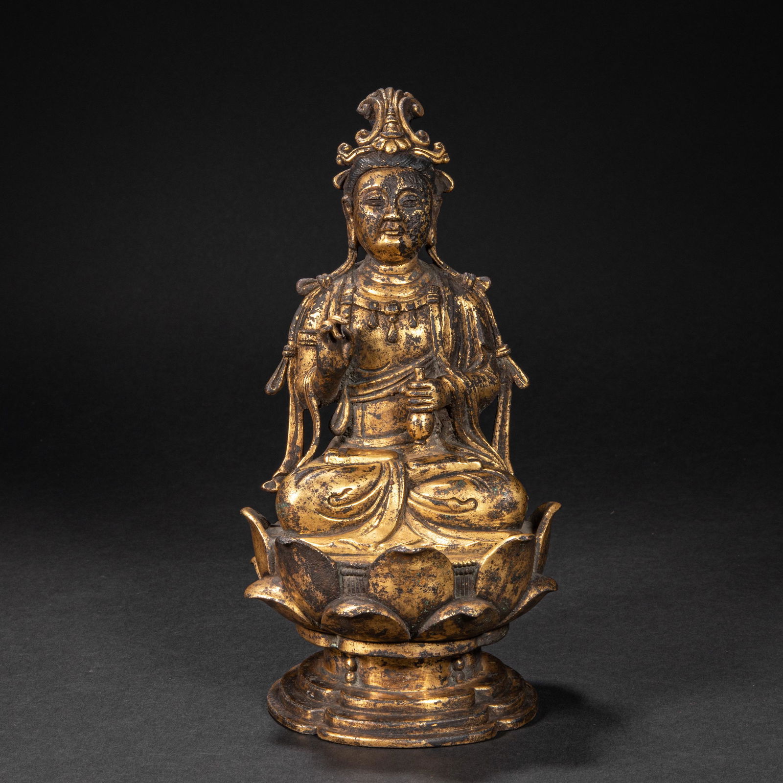 CHINESE GILT BRONZE BUDDHA STATUE, LIAO DYNASTY (1 of 11)