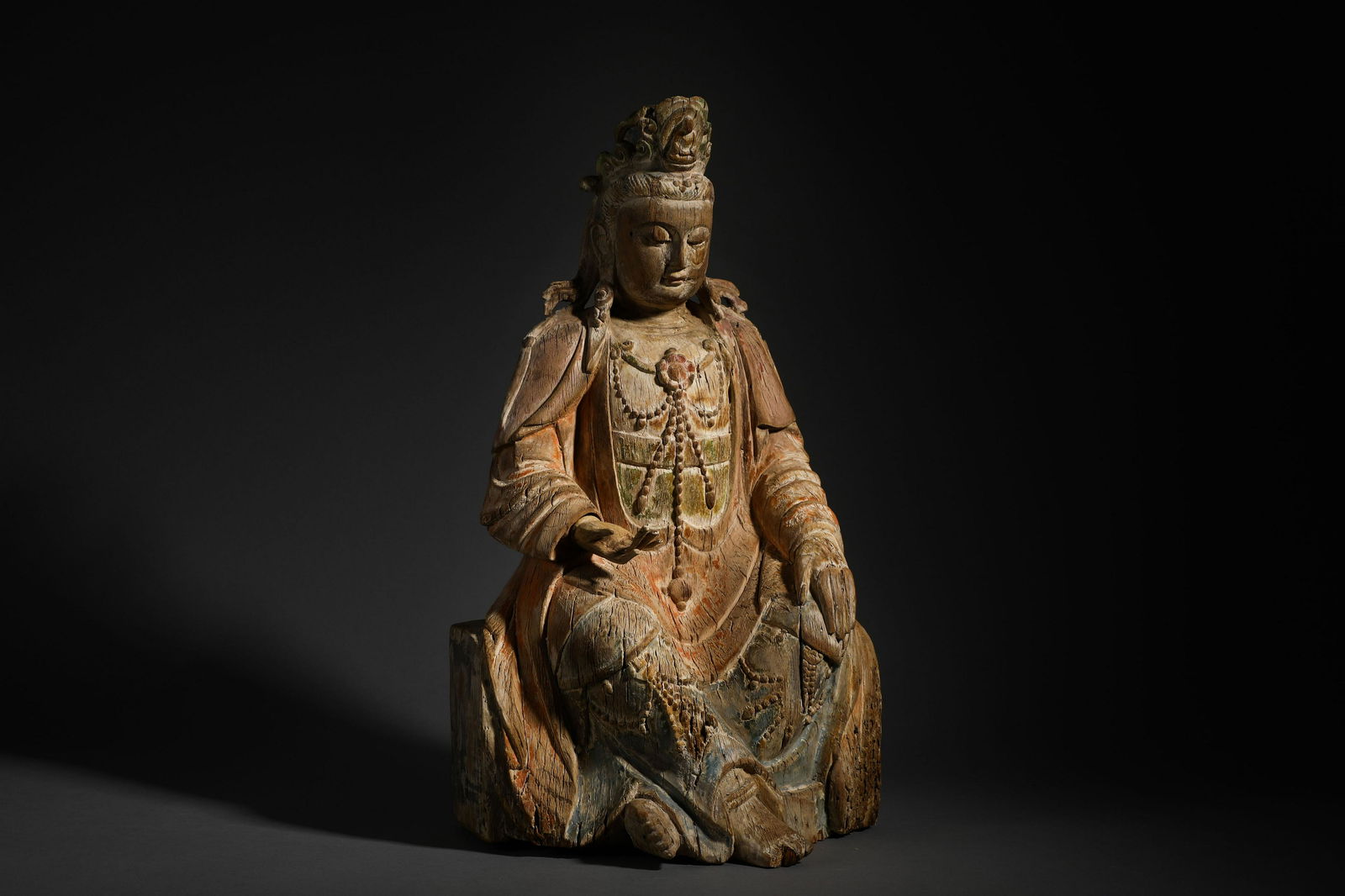 SONG DYNASTY WOODEN GUANYIN SITTING STATUE (1 of 10)