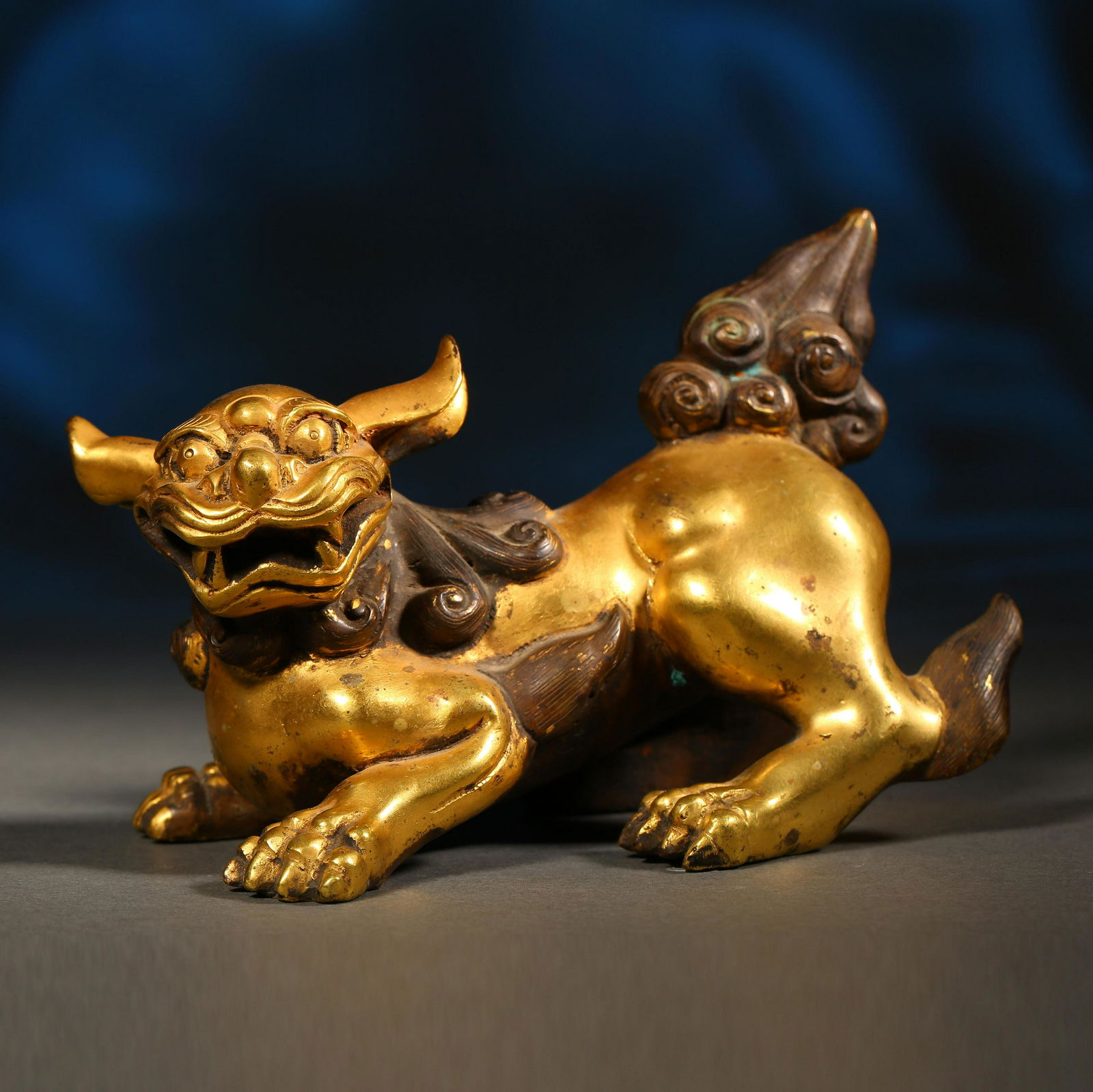 CHINESE QING DYNASTY GILDED BEAST (1 of 8)