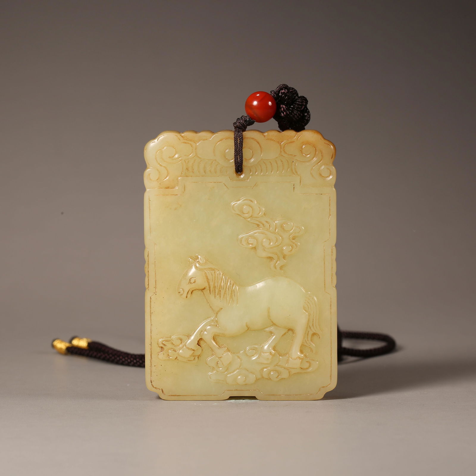 CHINESE QING DYNASTY HETIAN JADE HORSE PATTERN BRAND (1 of 7)