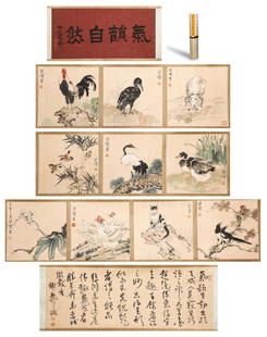 CHINESE INK PAINTING, POULTRY HANDKERCHIEF BY XU BEIHONG: CHINESE INK PAINTING, POULTRY HANDKERCHIEF BY XU BEIHONGL542cm, H38cm