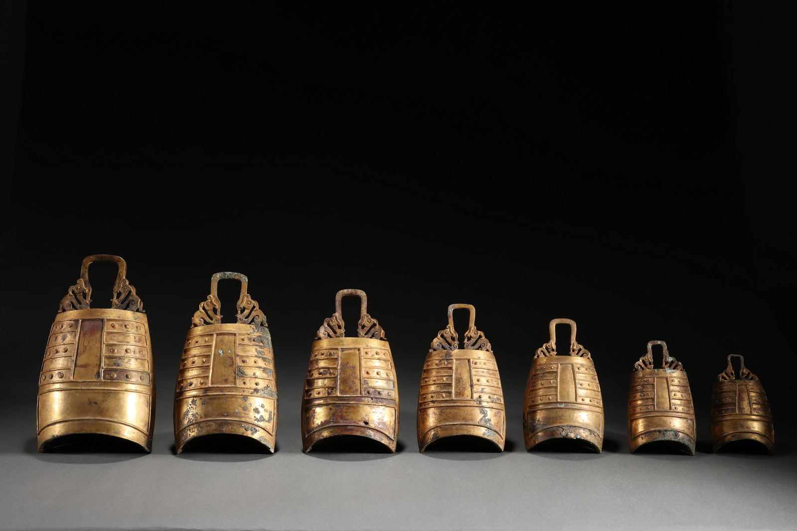 HAN DYNASTY GILT BRONZE CHIME BELLS (1 of 13)