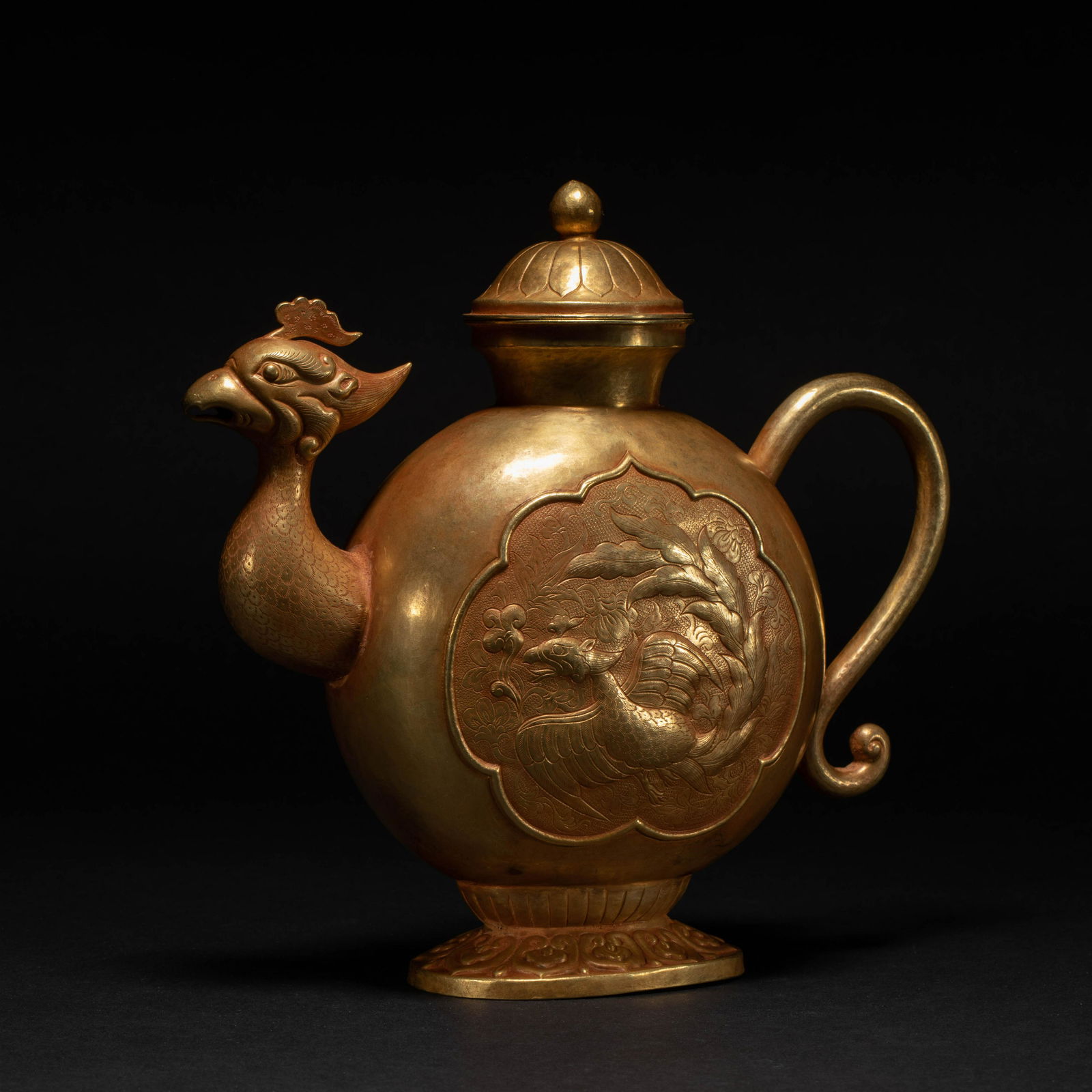 LIAO DYNASTY GOLD BIG MOUTH PHOENIX EWER (1 of 9)