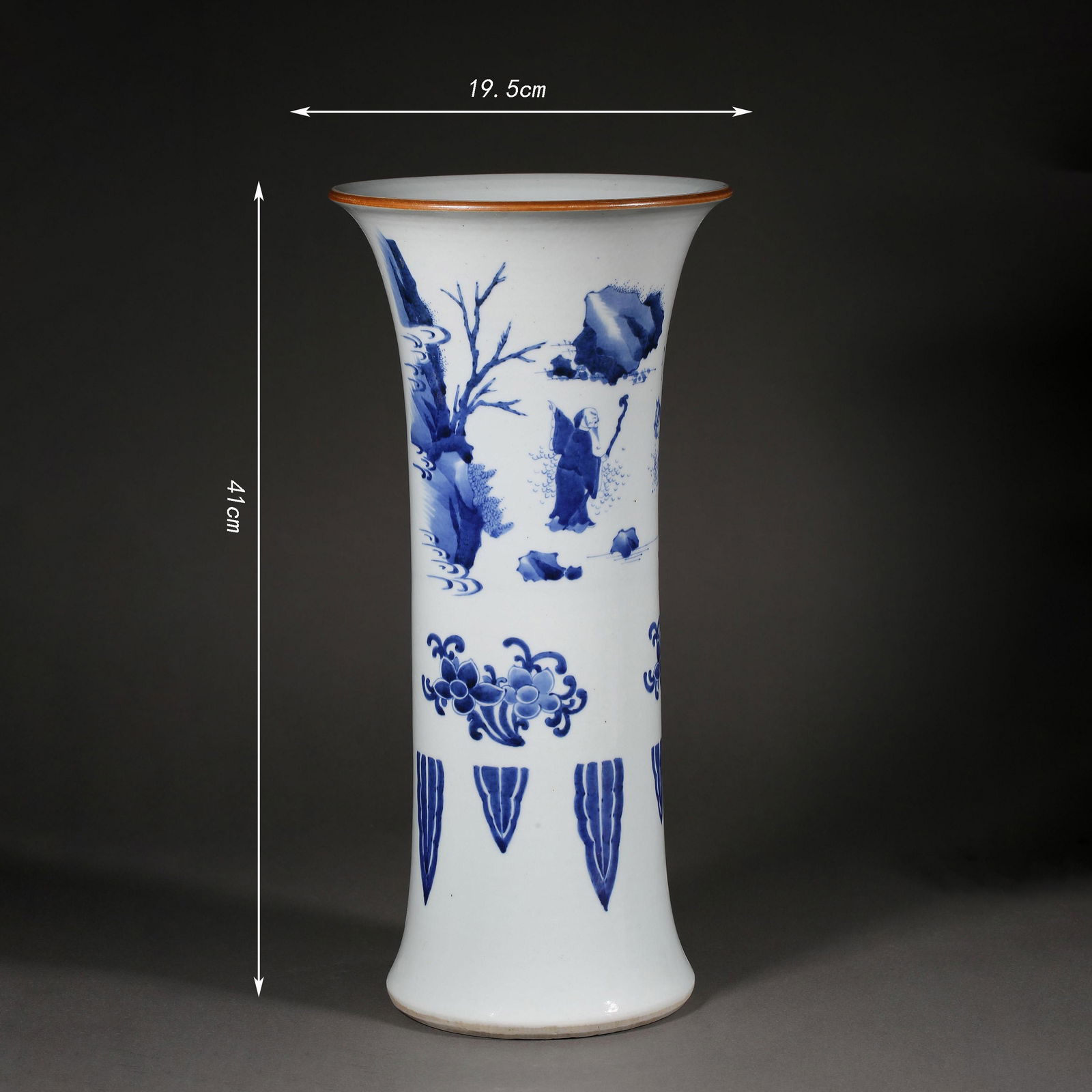 QING DYNASTY BLUE AND WHITE VASE WITH FLOWER PATTERN (1 of 13)