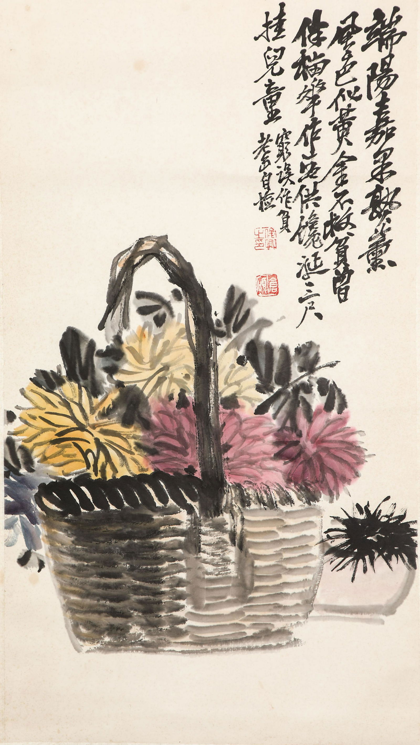 CHINESE INK PAINTING, FLOWERS BY WU CHANGSHUO (1 of 5)