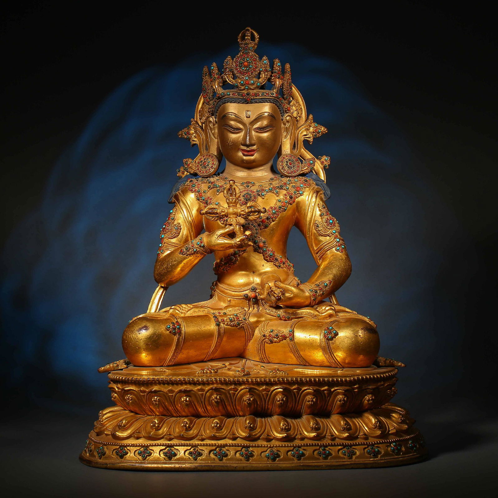 CHINESE QING DYNASTY GILT TIBETAN KING KONG SATUO BUDDHA (1 of 12)