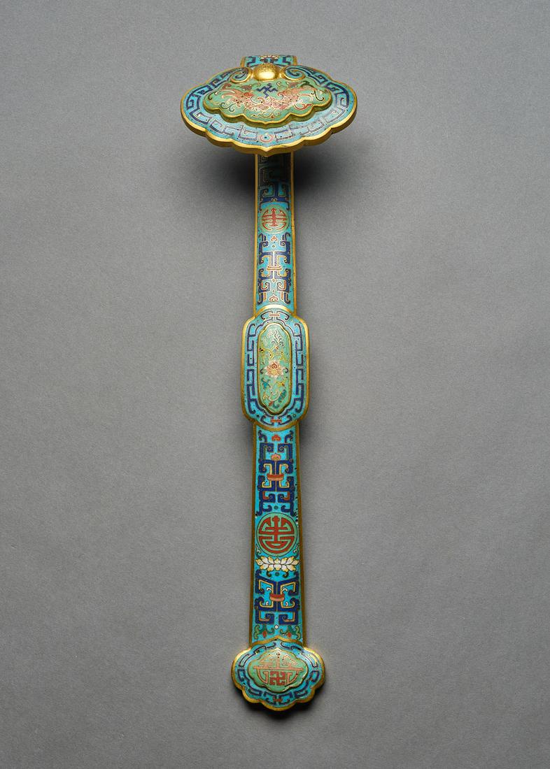 QING DYNASTY CLOISONNE FLOWER RUYI (1 of 8)