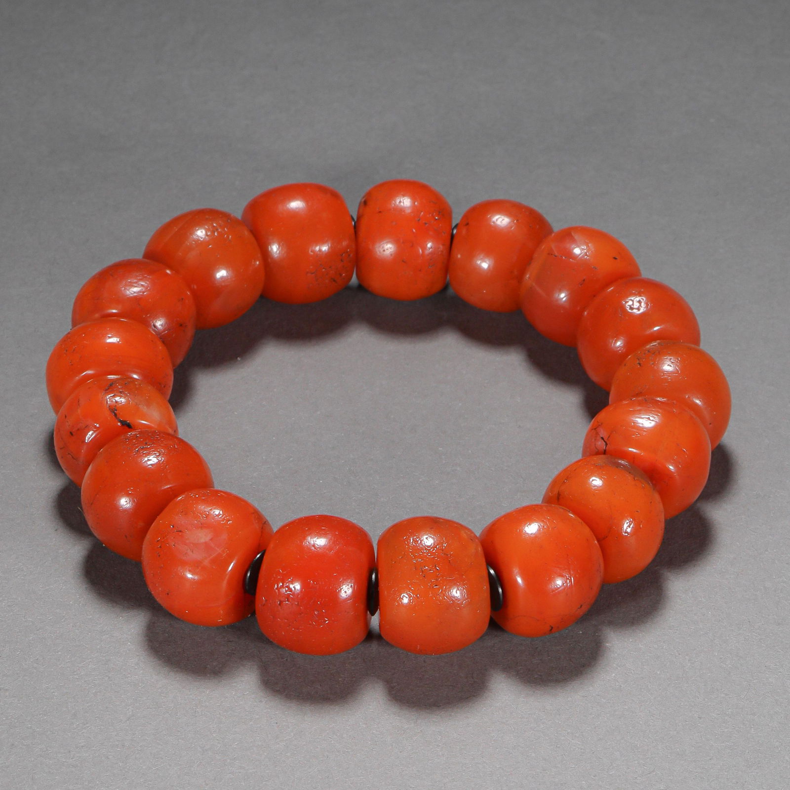 CHINESE QING DYNASTY SOUTHERN RED AGATE BRACELETS (1 of 8)