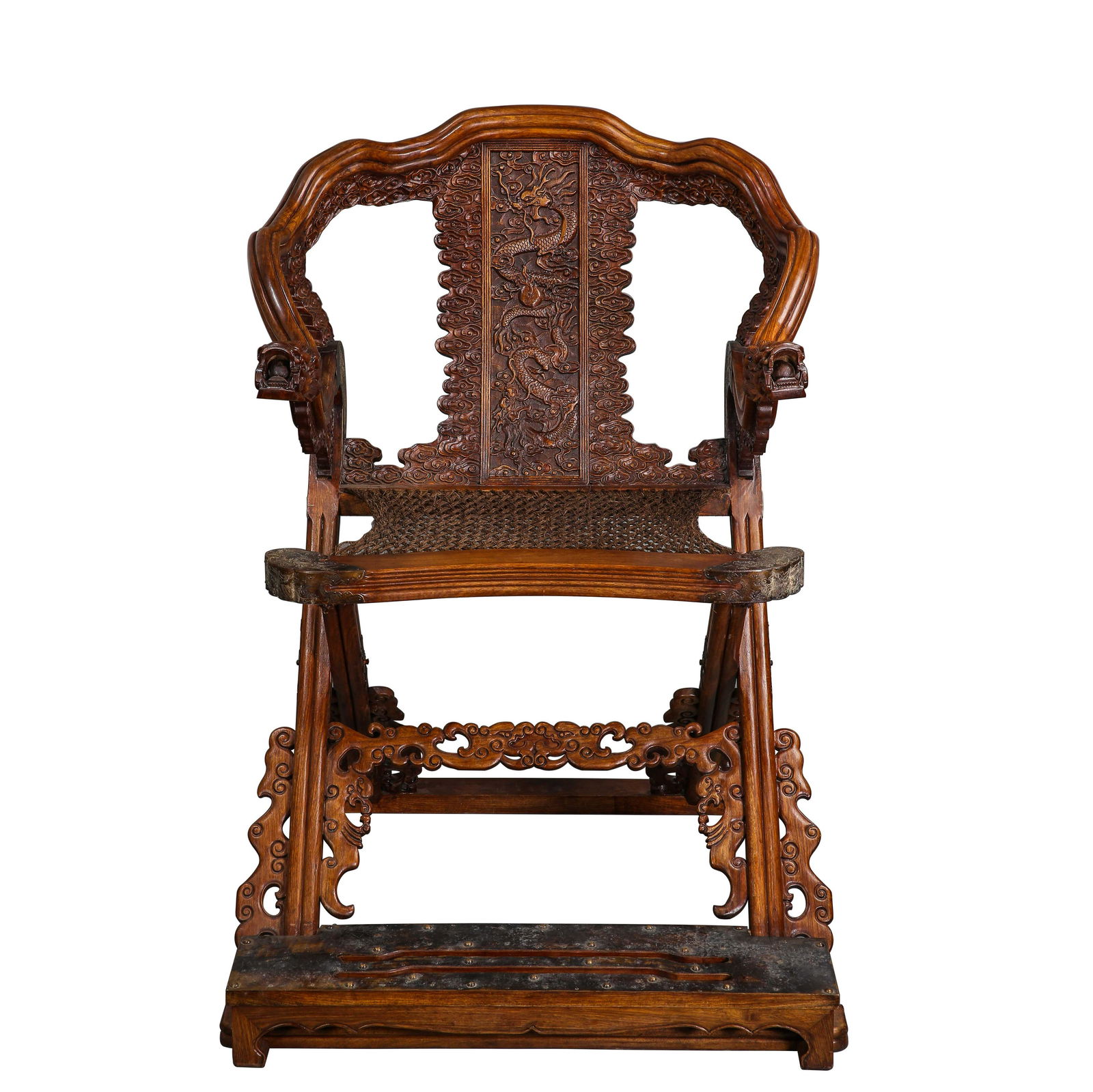 CHINESE QING DYNASTY HUANGHAULI WOOD  DRAGON CHAIR THRONE (1 of 14)