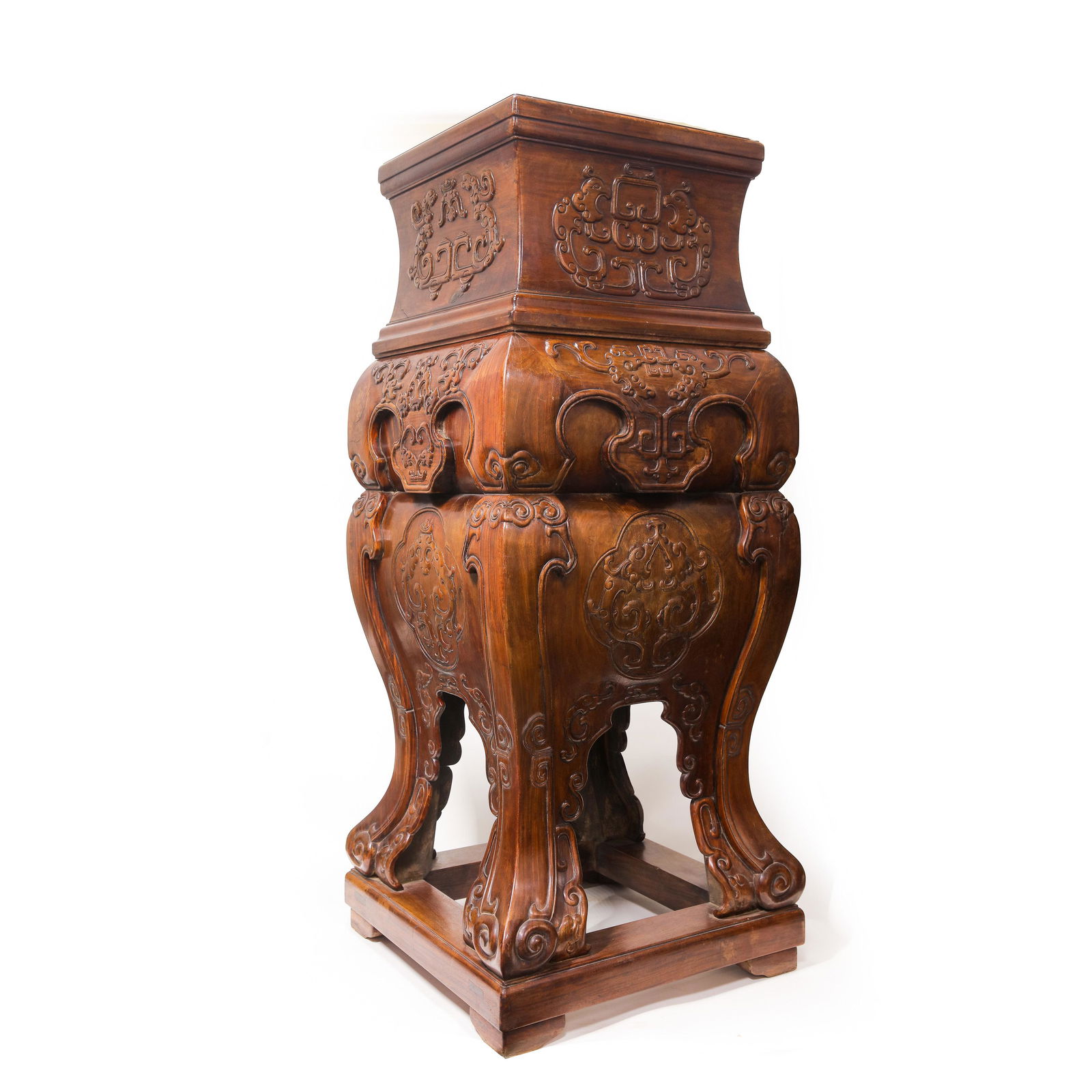 CHINESE QING DYNASTY HUANGHAULI WOOD  DRAGON SQUARE PIER (1 of 6)