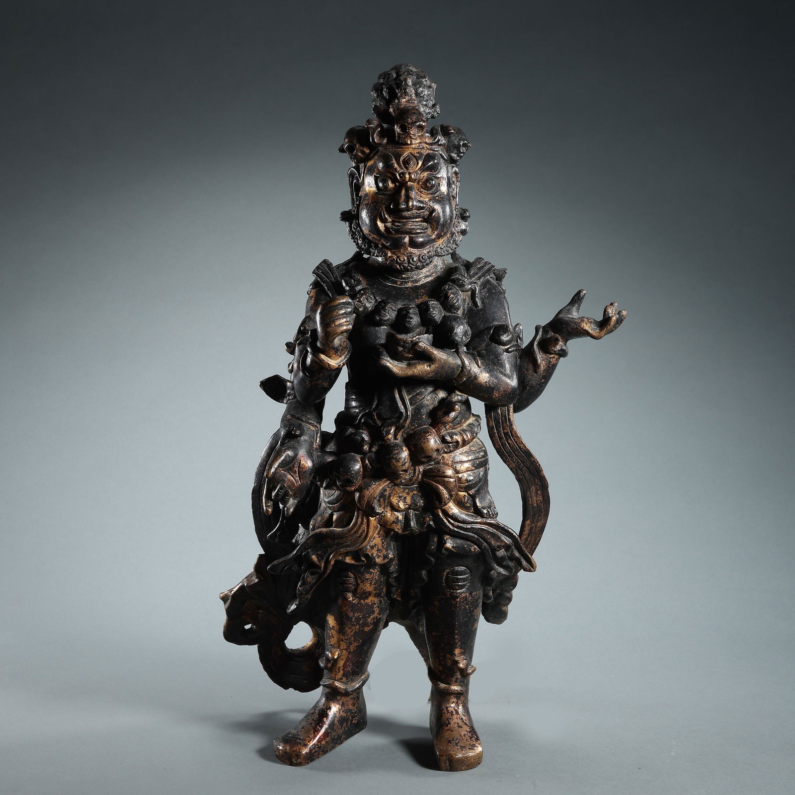 Fourarmed Black Sky Bronze Buddha Standing Statue, Song Dynasty, China