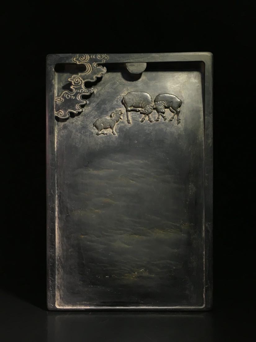 SAN YANG KAITAI BY JIN MEI SHEXIAN INKSTONE, QING DYNASTY (1 of 9)