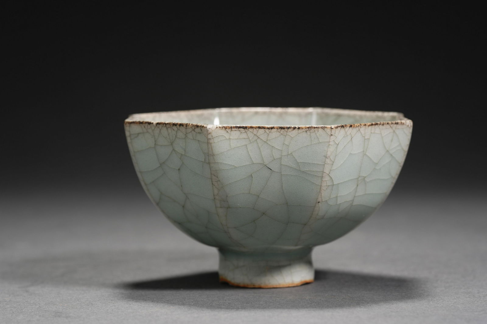 LONGQUAN GUAN WARE GREEN GLAZE HEXAGONAL CUP, SONG DYNASTY, CHINA (1 of 8)